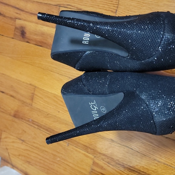 Rouge Dance Club Glitter Black Crystals Dancers Platform Heels sz 9 - Picture 4 of 5